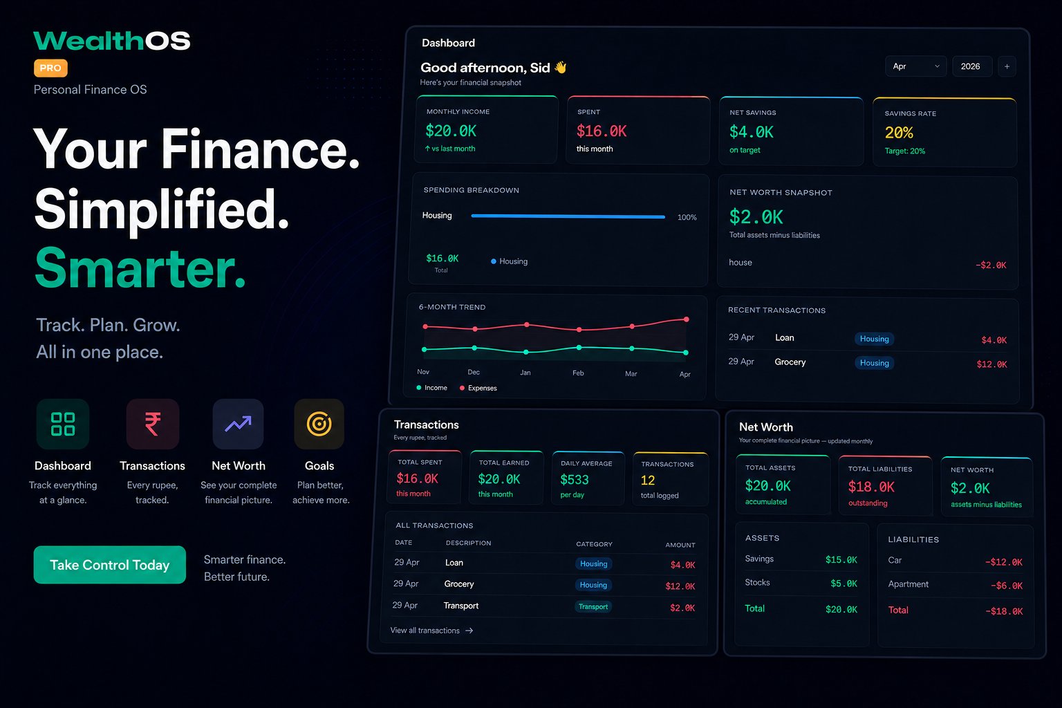 WealthOS Dashboard Preview